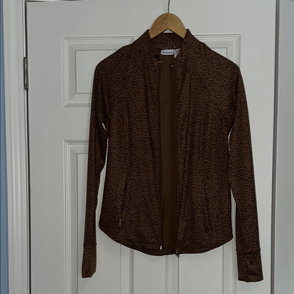Athleta Brown Leopard Print Women's Athletic Jacket